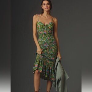 FARM RIO X ANTHROPOLOGIE RUCHED TIE-FRONT DRESS - size S/M